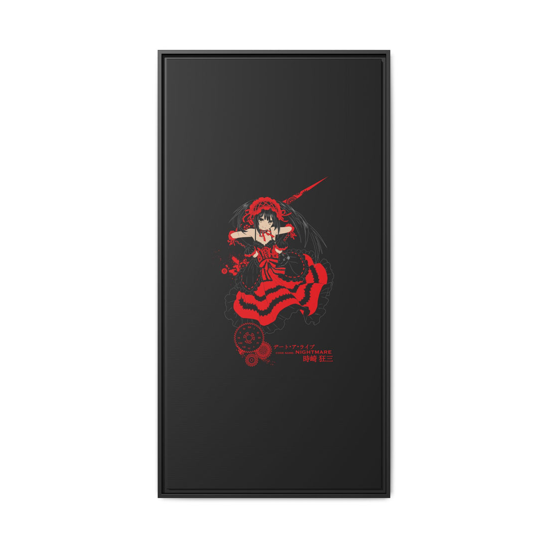 Anime Warrior Red Black Matte Canvas Print — Framed Wall Art