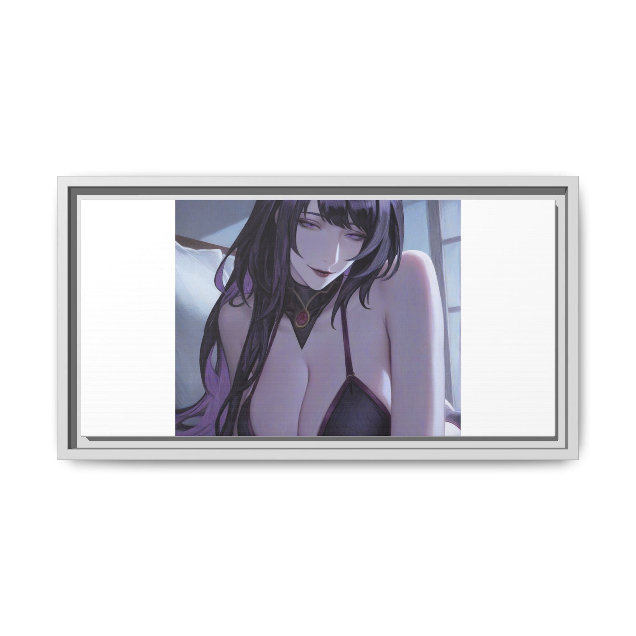 Framed Matte Canvas Print — Moody Anime Woman Portrait