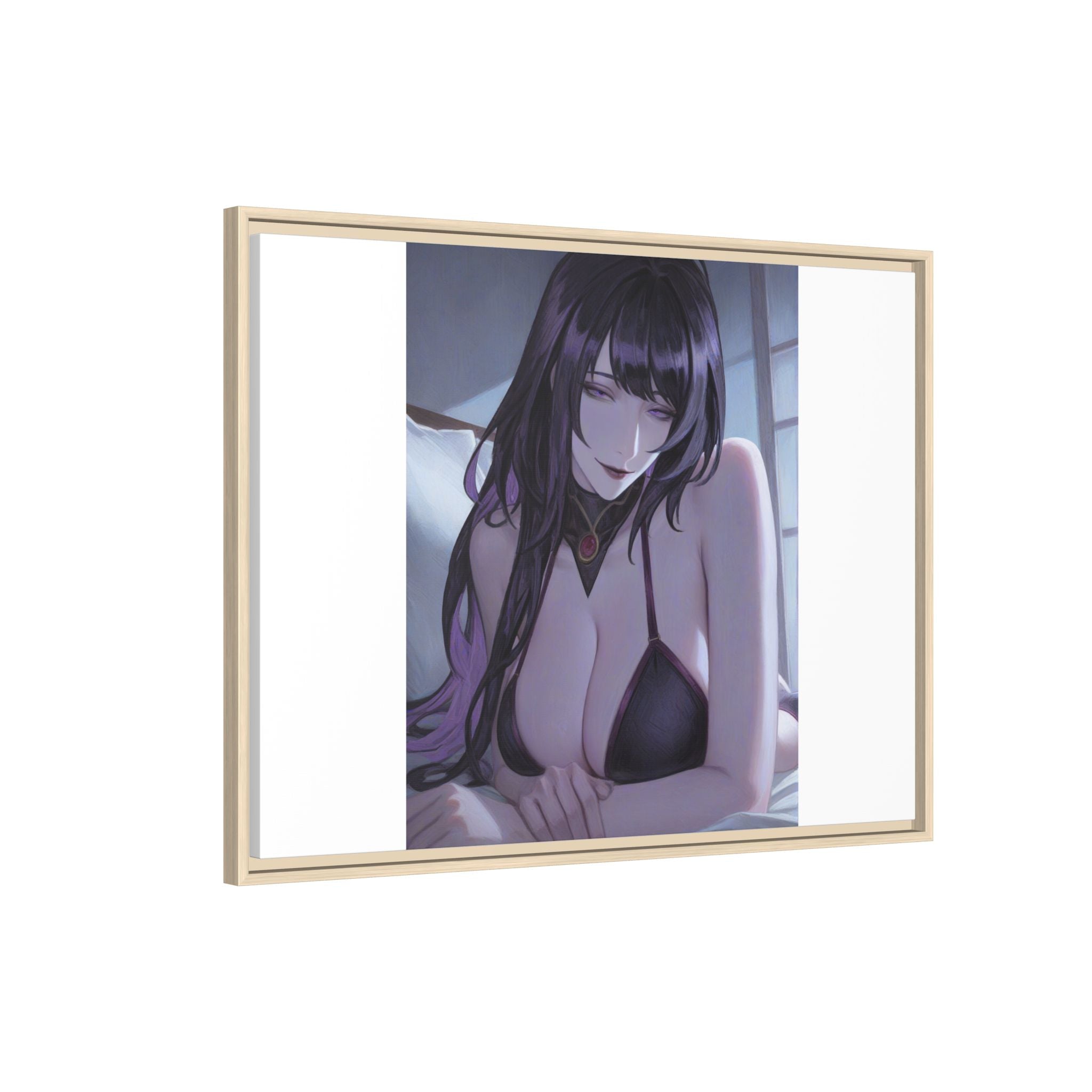 Framed Matte Canvas Print — Moody Anime Woman Portrait