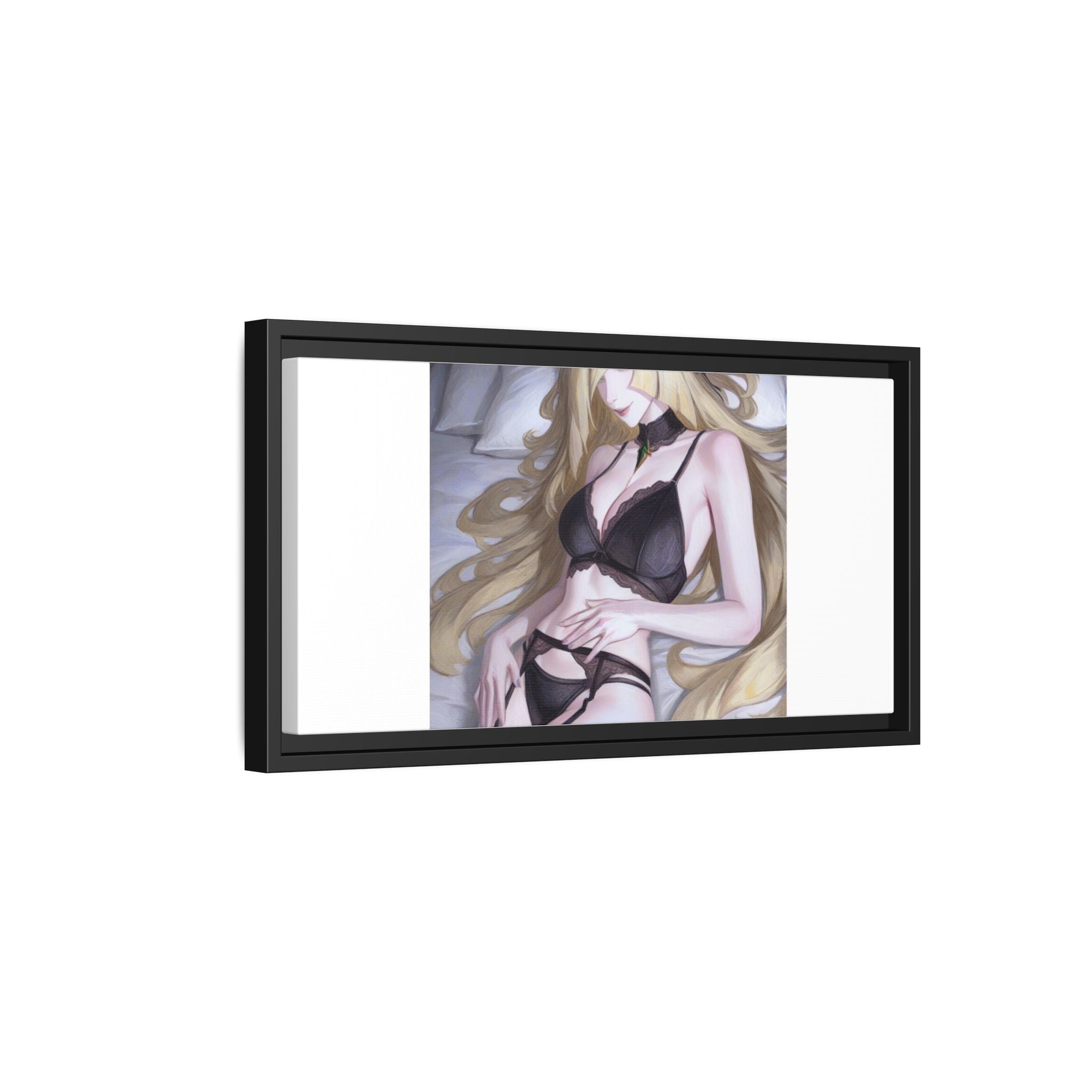 Framed Matte Canvas Print — Sleepy Blonde Anime Pinup