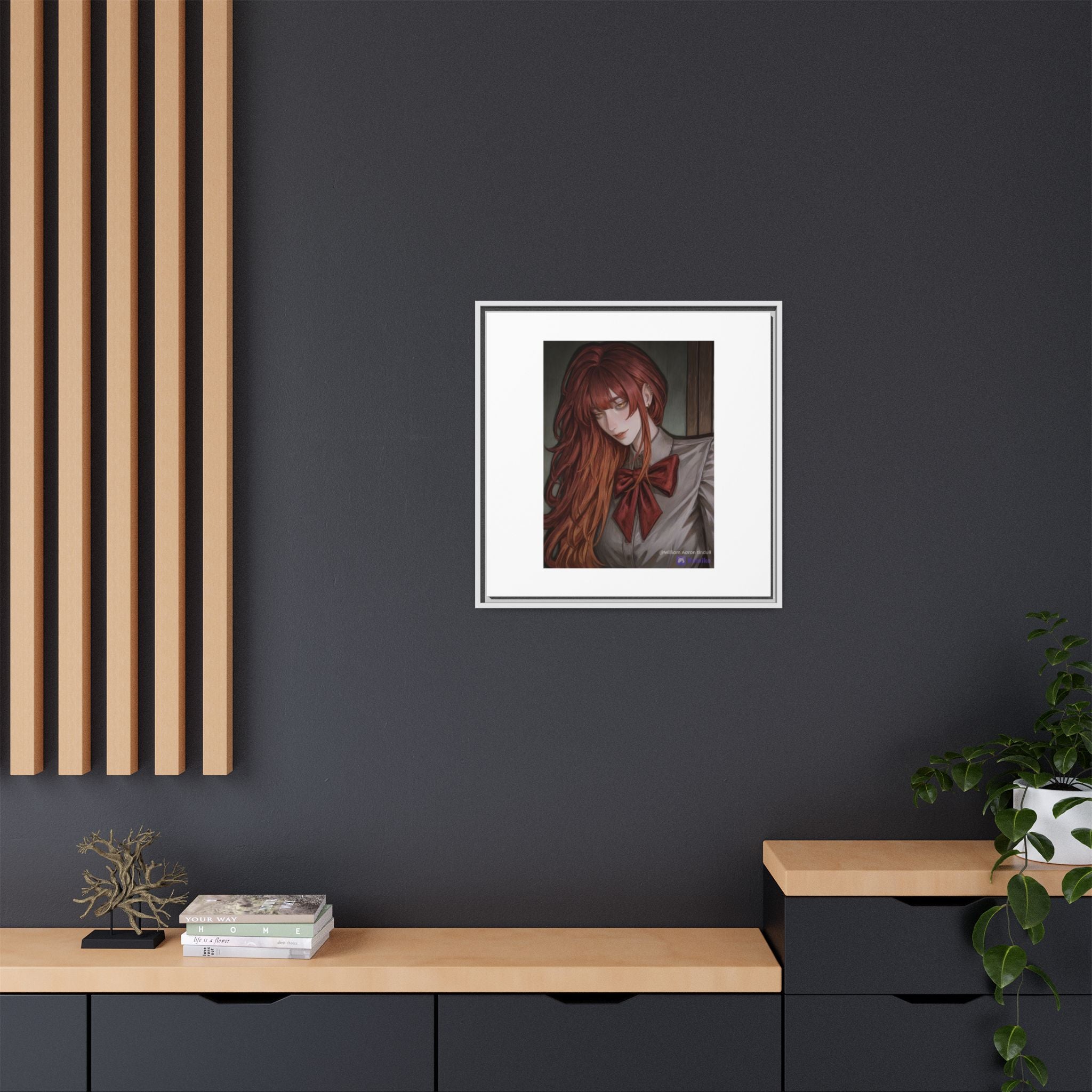 Framed Matte Canvas Print — Gothic Redhead Portrait