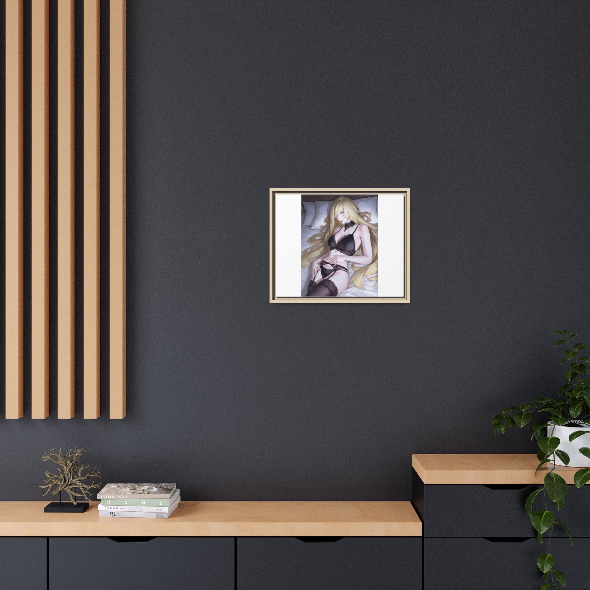 Framed Matte Canvas Print — Sleepy Blonde Anime Pinup