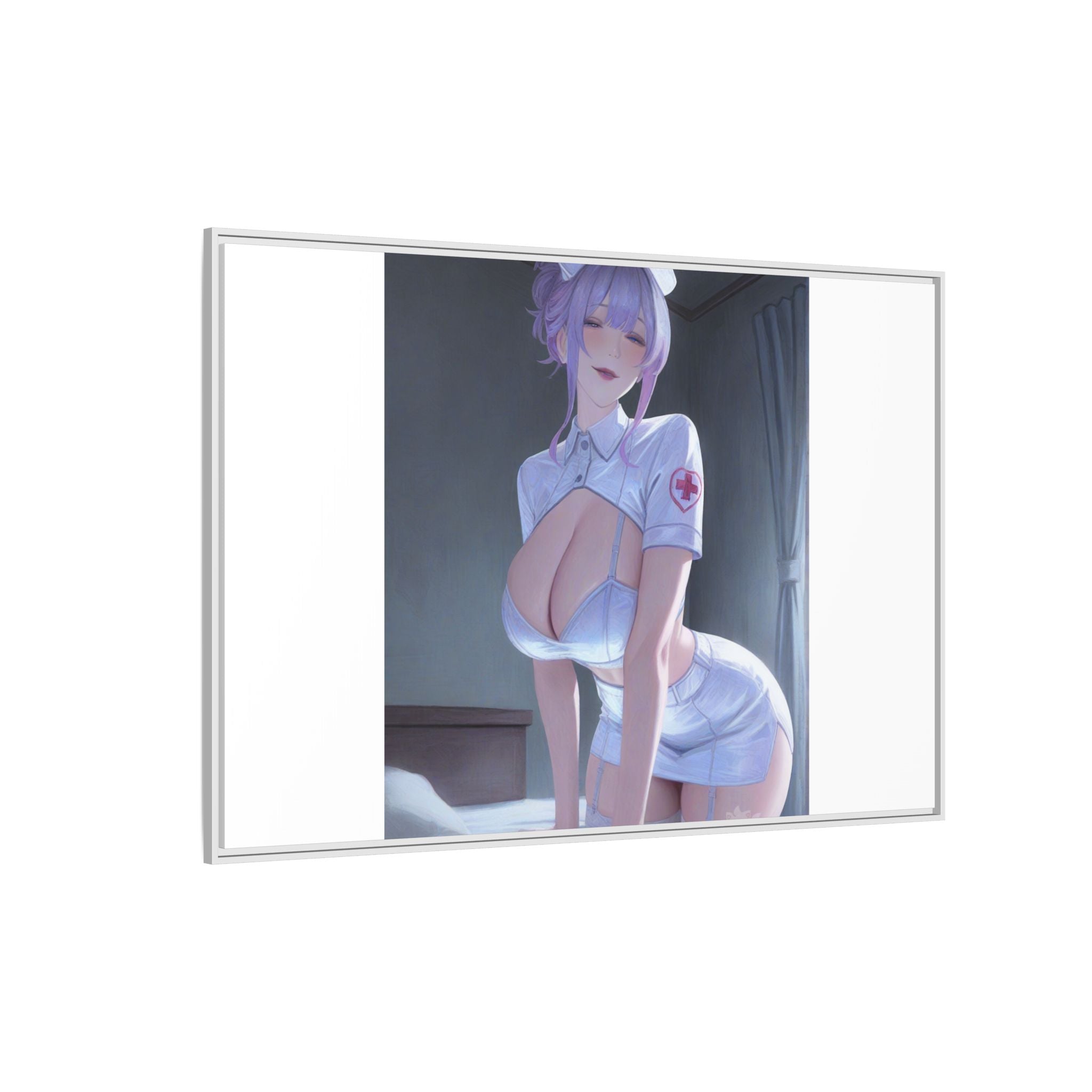 Sexy Anime Nurse Matte Canvas Print (Framed)