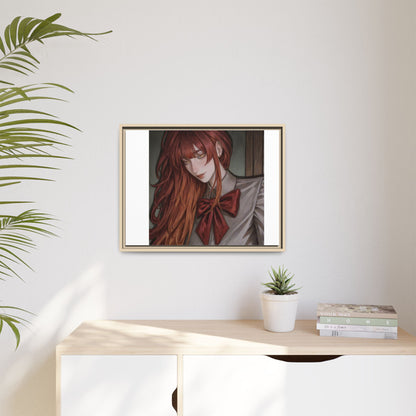 Framed Matte Canvas Print — Moody Red-Headed Anime Girl Art
