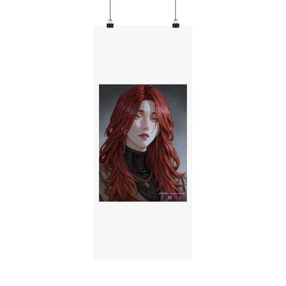 Red-Haired Muse Matte Vertical Poster — Moody Portrait Art Print