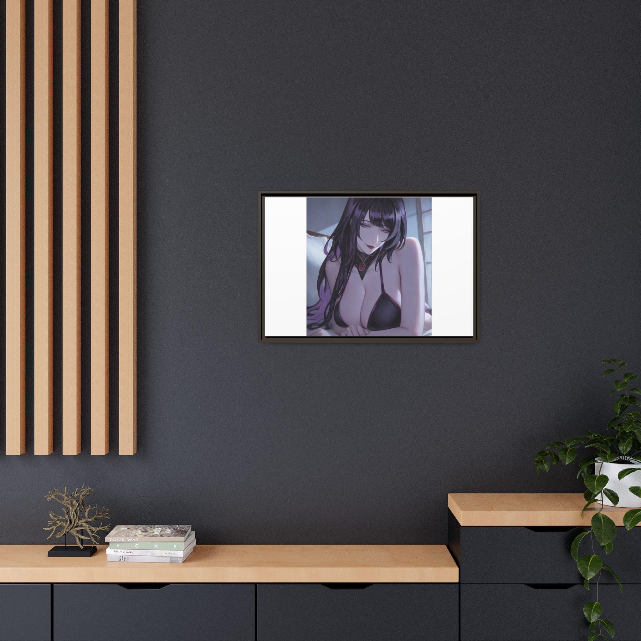 Framed Matte Canvas Print — Moody Anime Woman Portrait