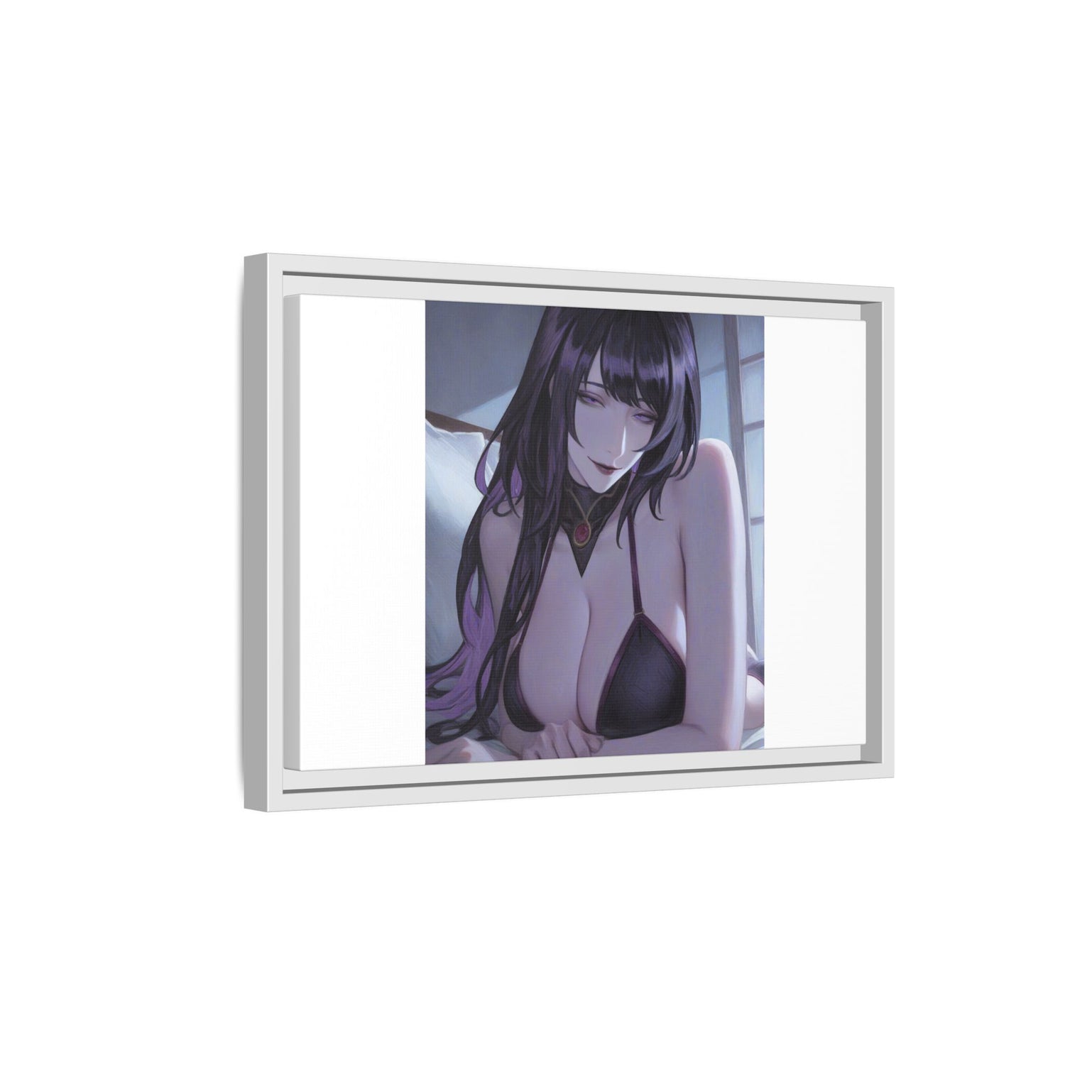 Framed Matte Canvas Print — Moody Anime Woman Portrait