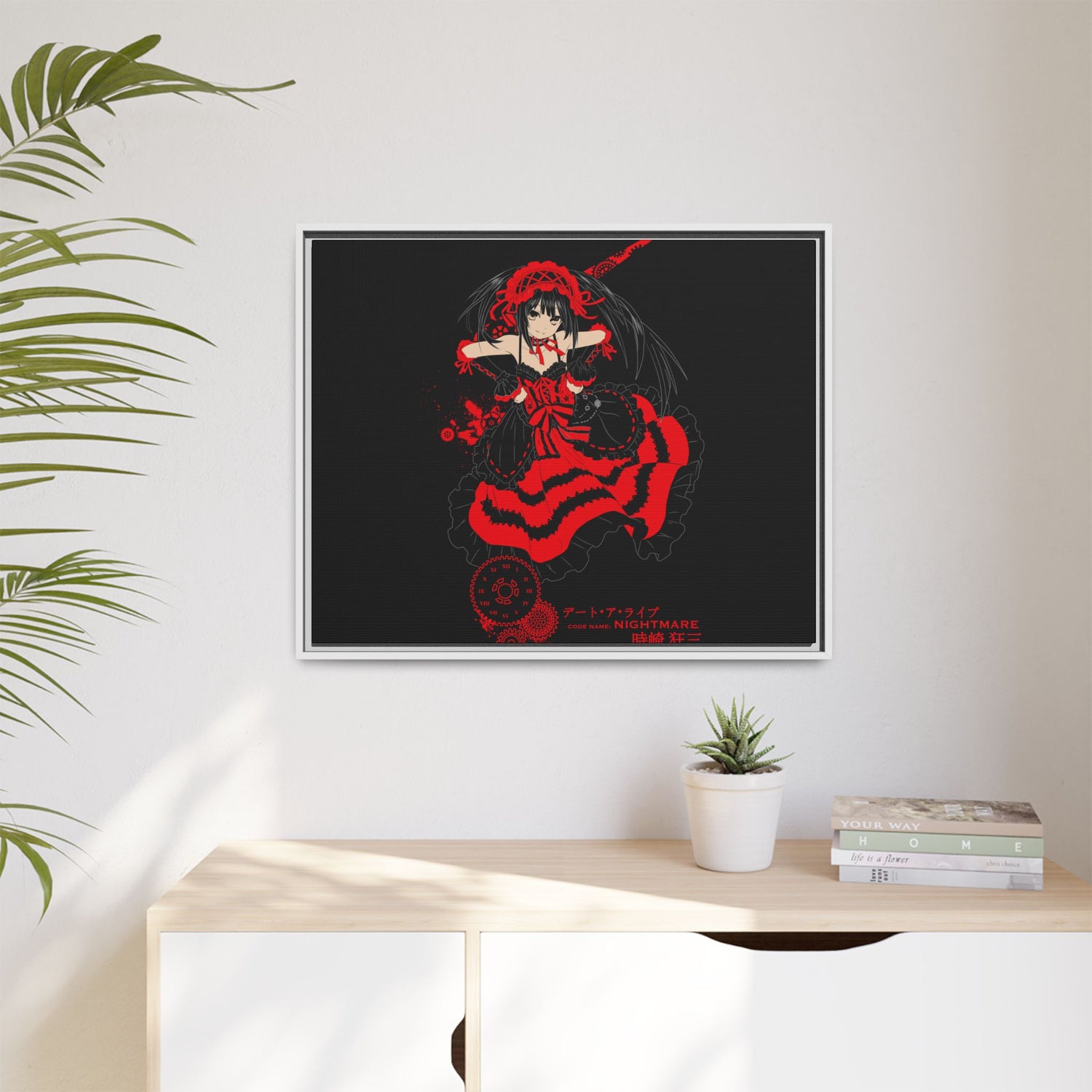 Anime Warrior Red Black Matte Canvas Print — Framed Wall Art