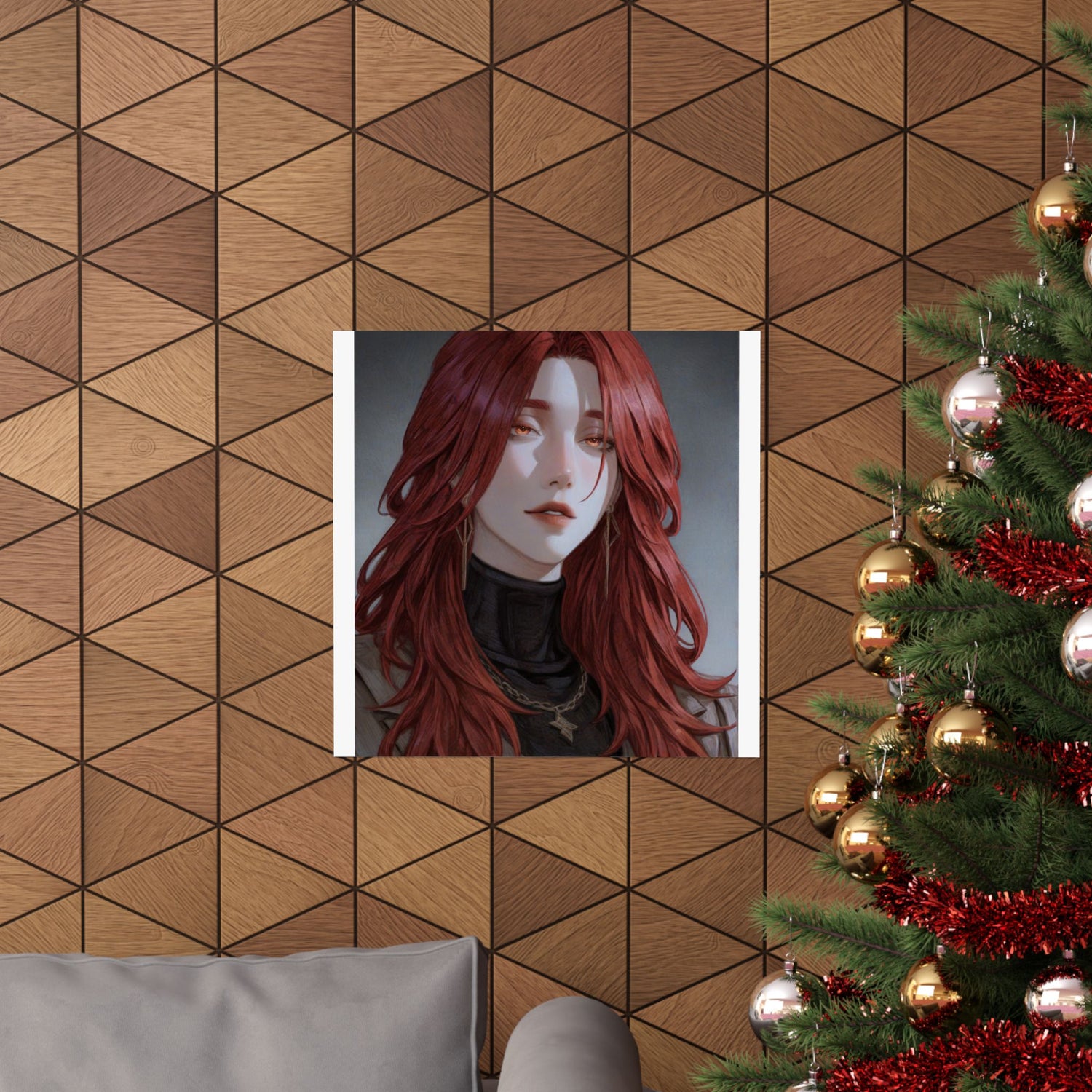 Red-Haired Muse Matte Vertical Poster — Moody Portrait Art Print
