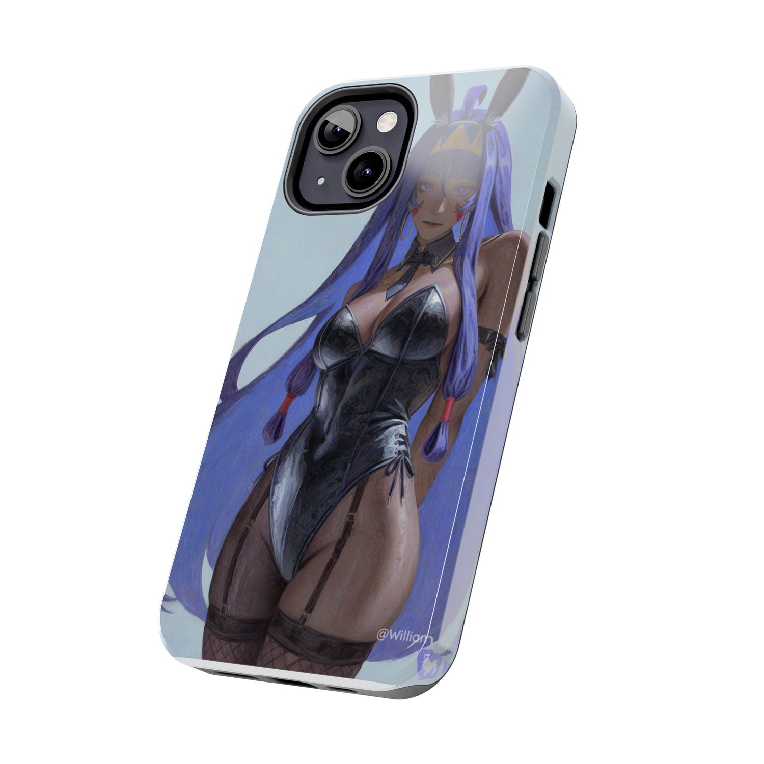 Bunny Girl Tough Phone Case — Anime Purple-Haired Character Protective Cover