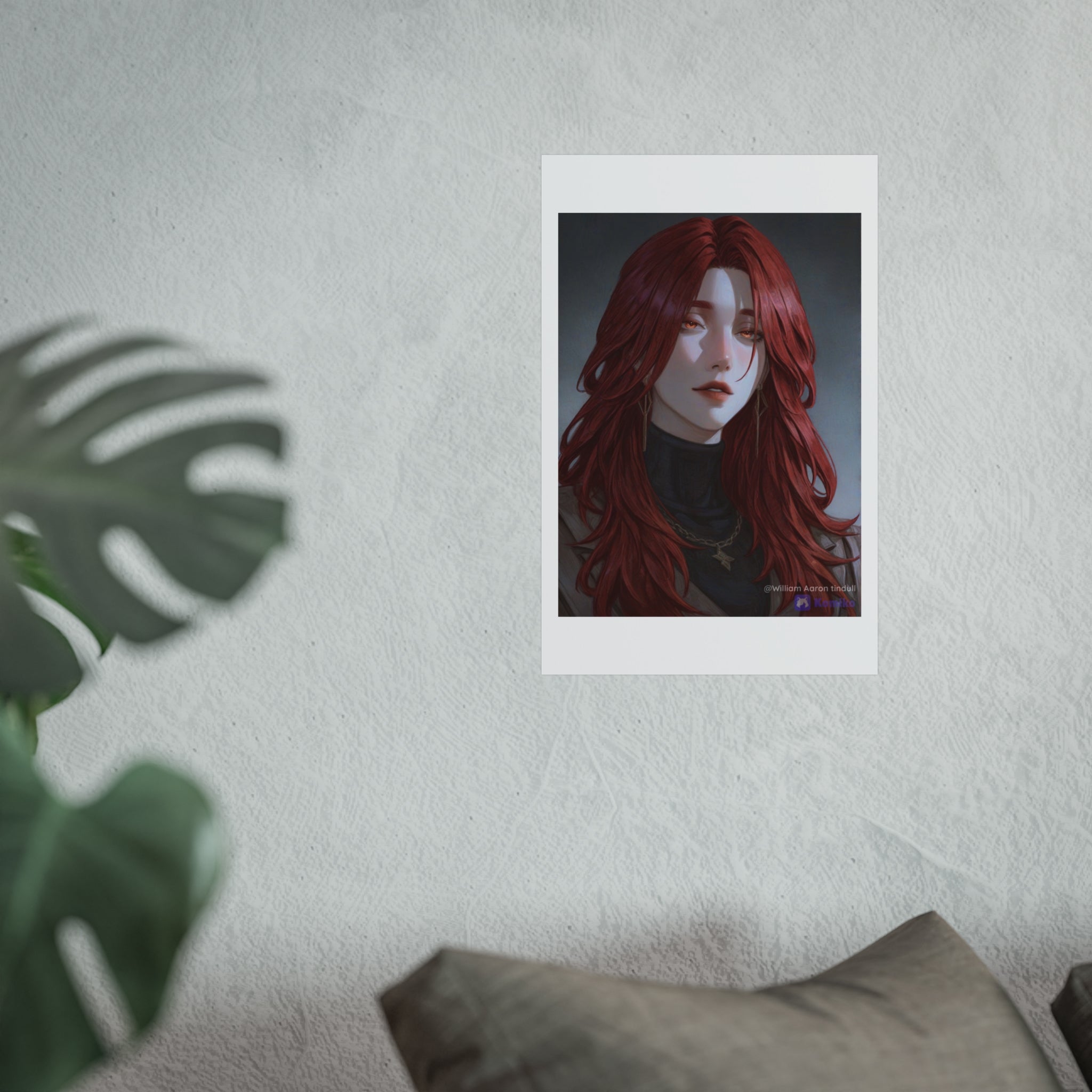 Fine Art Poster — Red-Haired Gothic Portrait, Moody Decorative Wall Art
