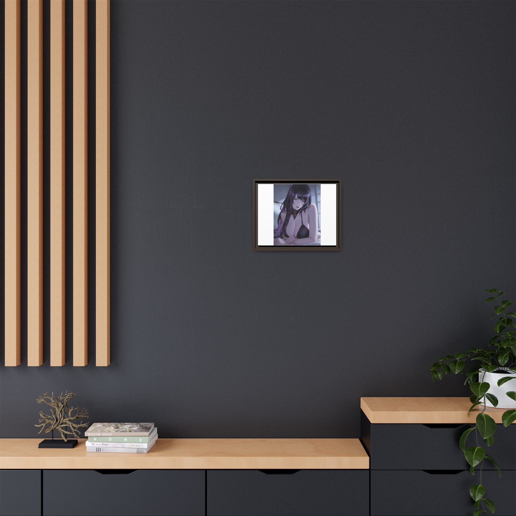 Framed Matte Canvas Print — Moody Anime Woman Portrait