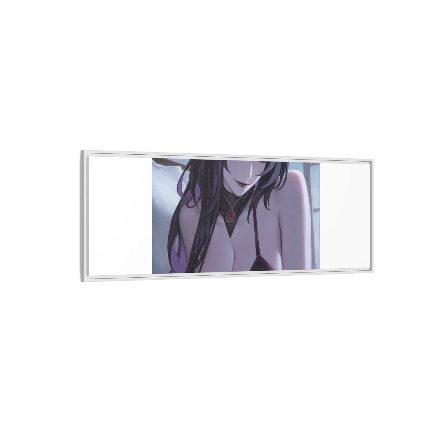 Framed Matte Canvas Print — Moody Anime Woman Portrait