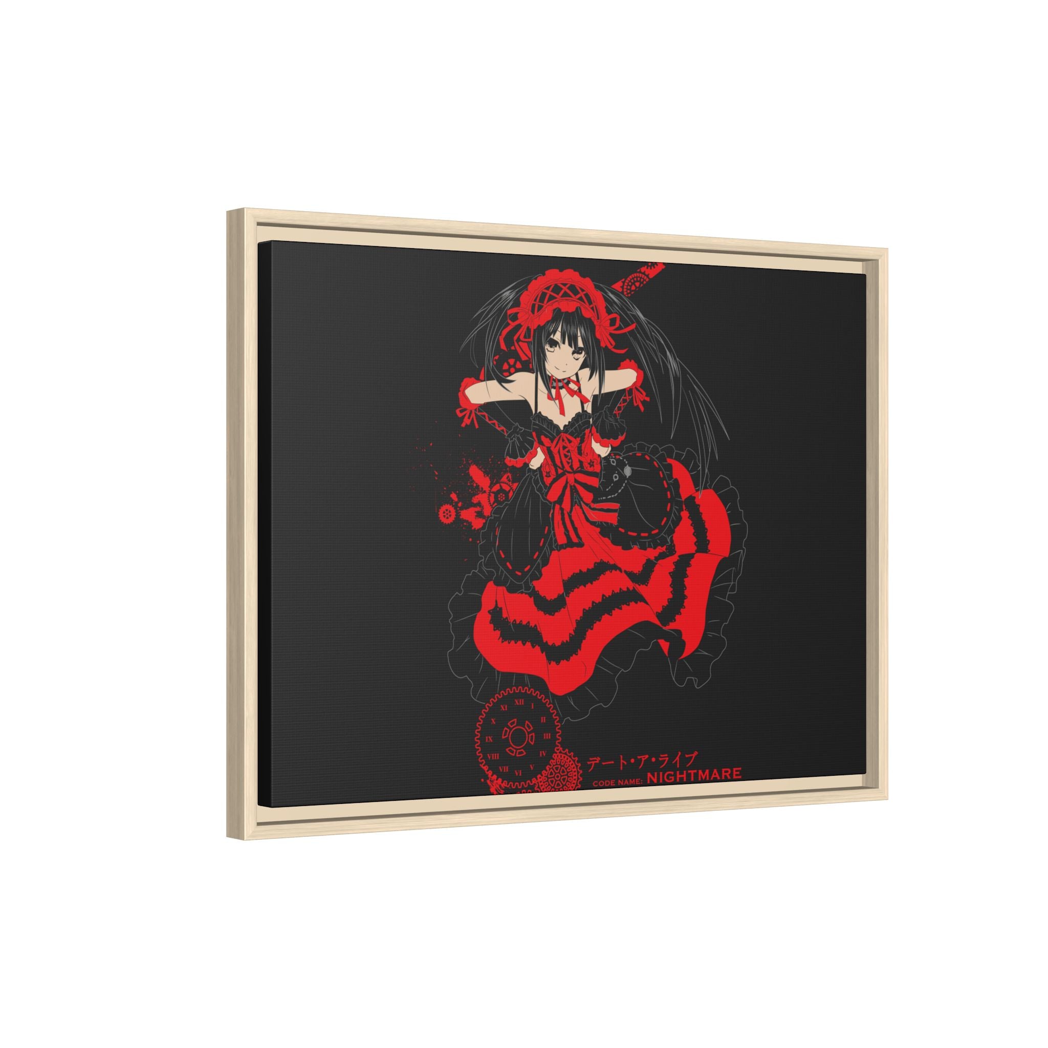 Anime Warrior Red Black Matte Canvas Print — Framed Wall Art