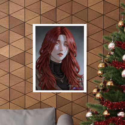 Red-Haired Muse Matte Vertical Poster — Moody Portrait Art Print