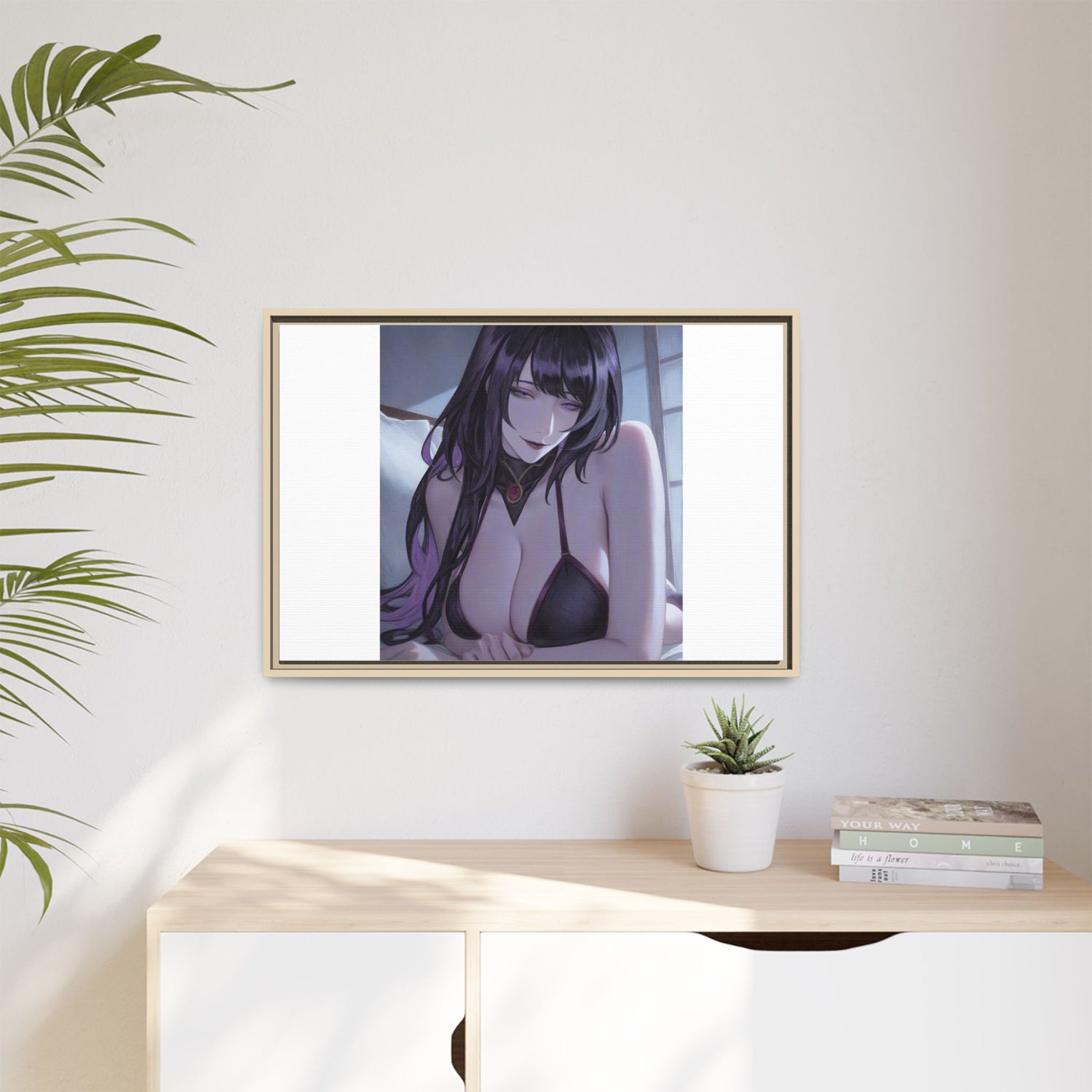 Framed Matte Canvas Print — Moody Anime Woman Portrait