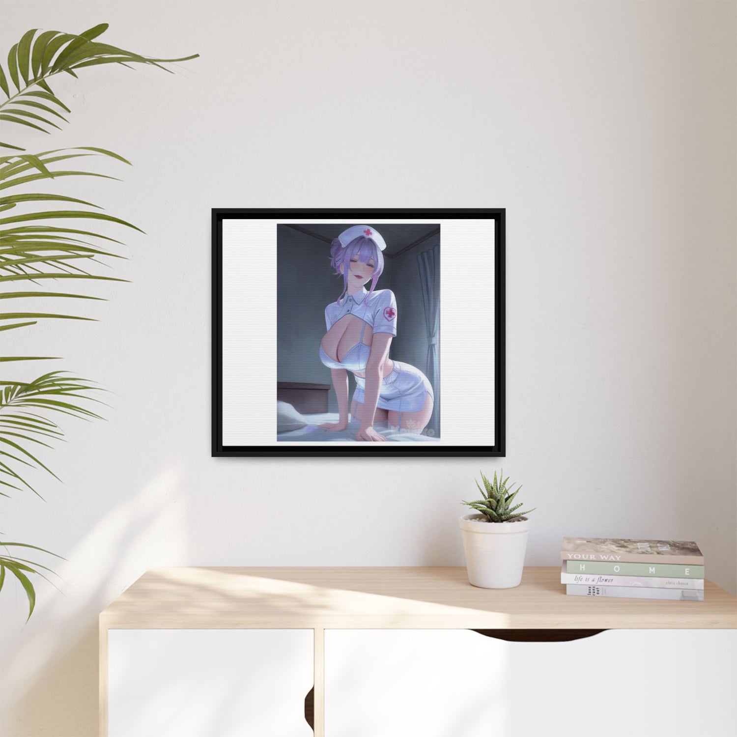 Sexy Anime Nurse Matte Canvas Print (Framed)