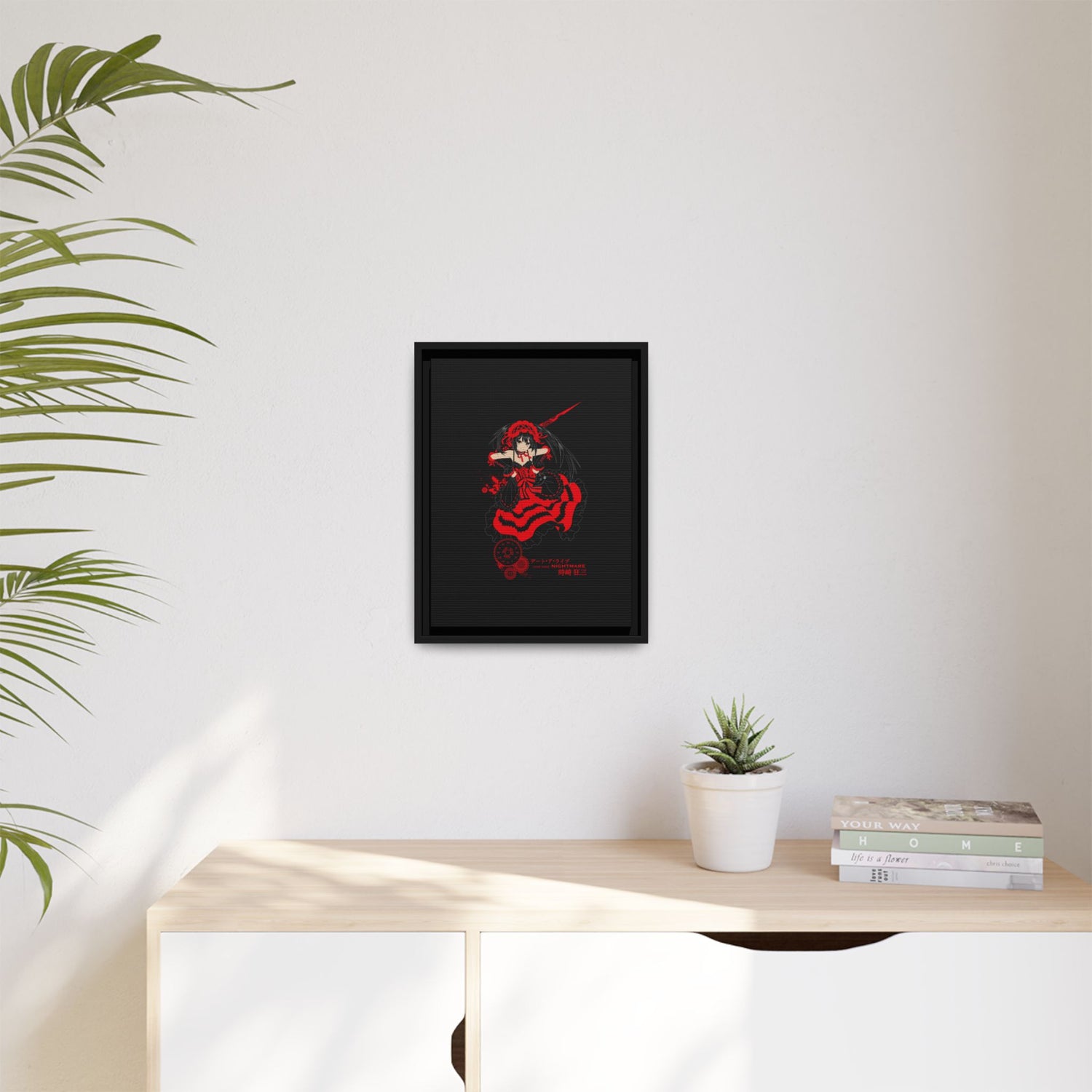 Anime Warrior Red Black Matte Canvas Print — Framed Wall Art