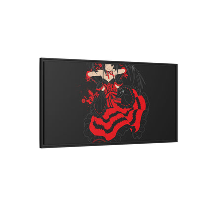 Anime Warrior Red Black Matte Canvas Print — Framed Wall Art