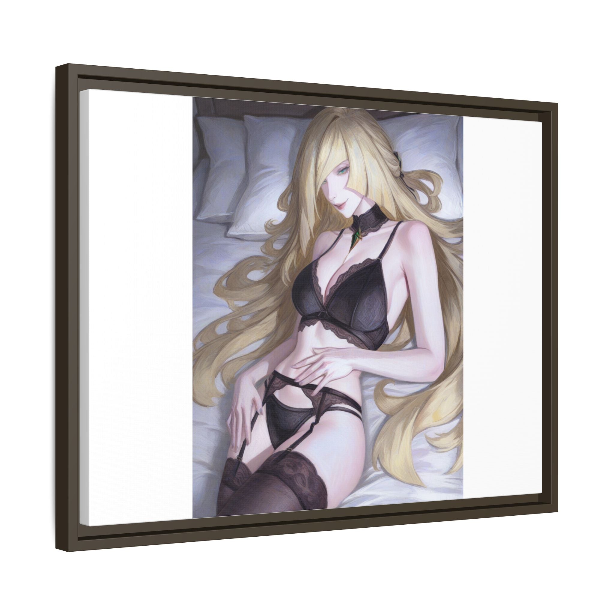 Framed Matte Canvas Print — Sleepy Blonde Anime Pinup