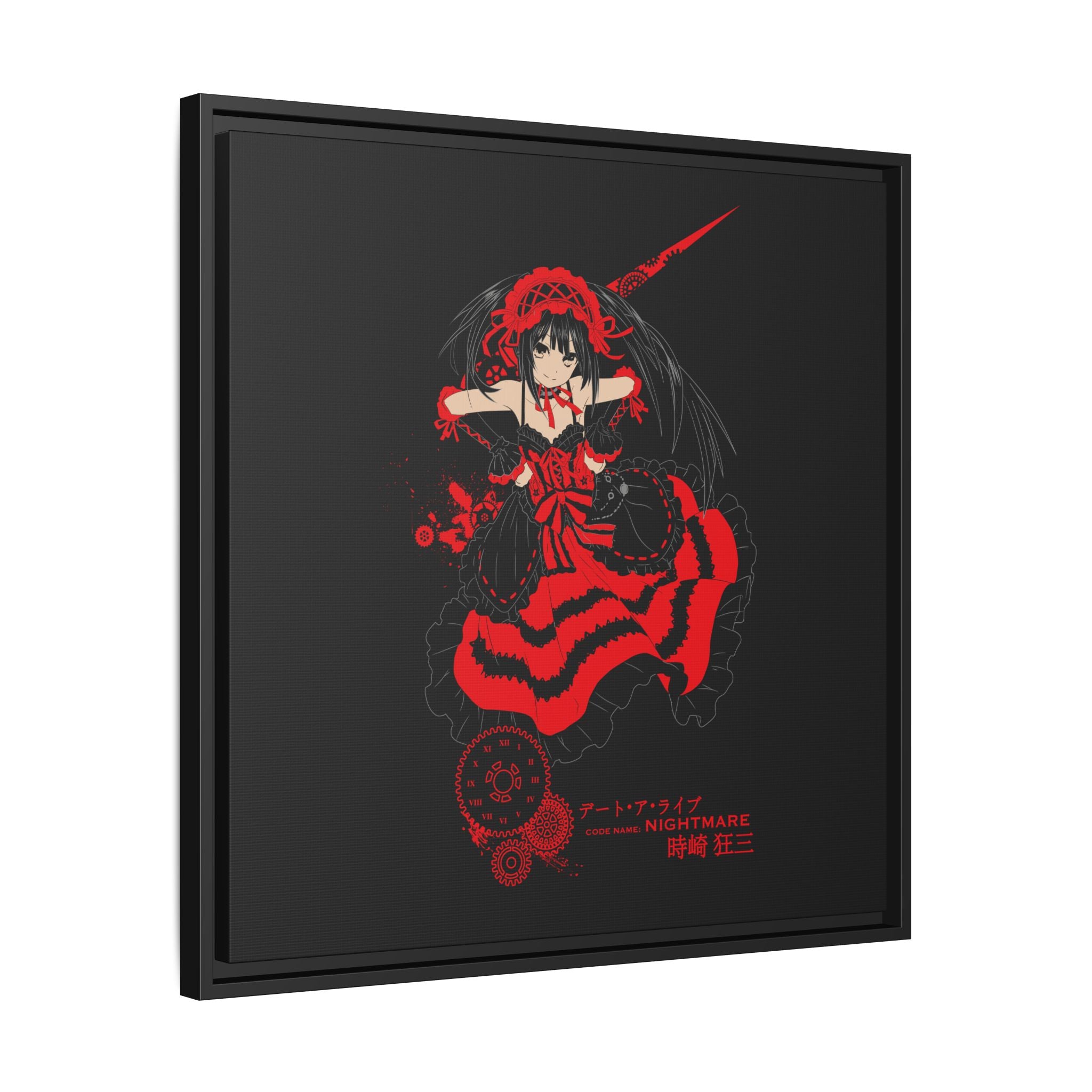 Anime Warrior Red Black Matte Canvas Print — Framed Wall Art