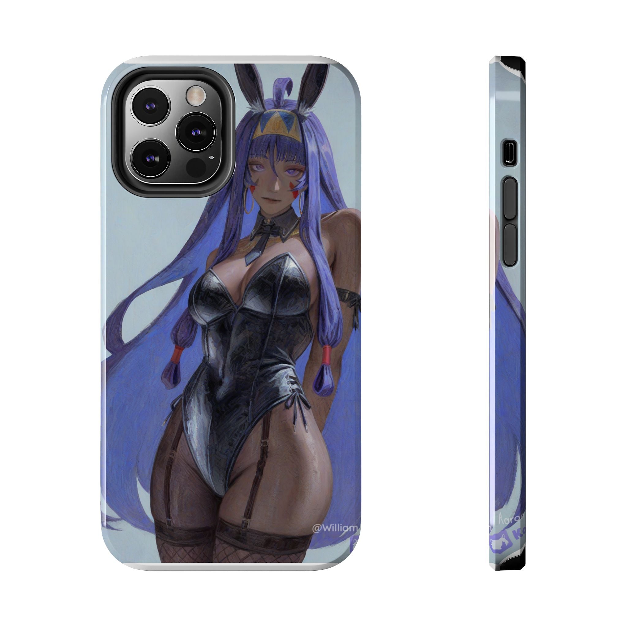 Bunny Girl Tough Phone Case — Anime Purple-Haired Character Protective Cover