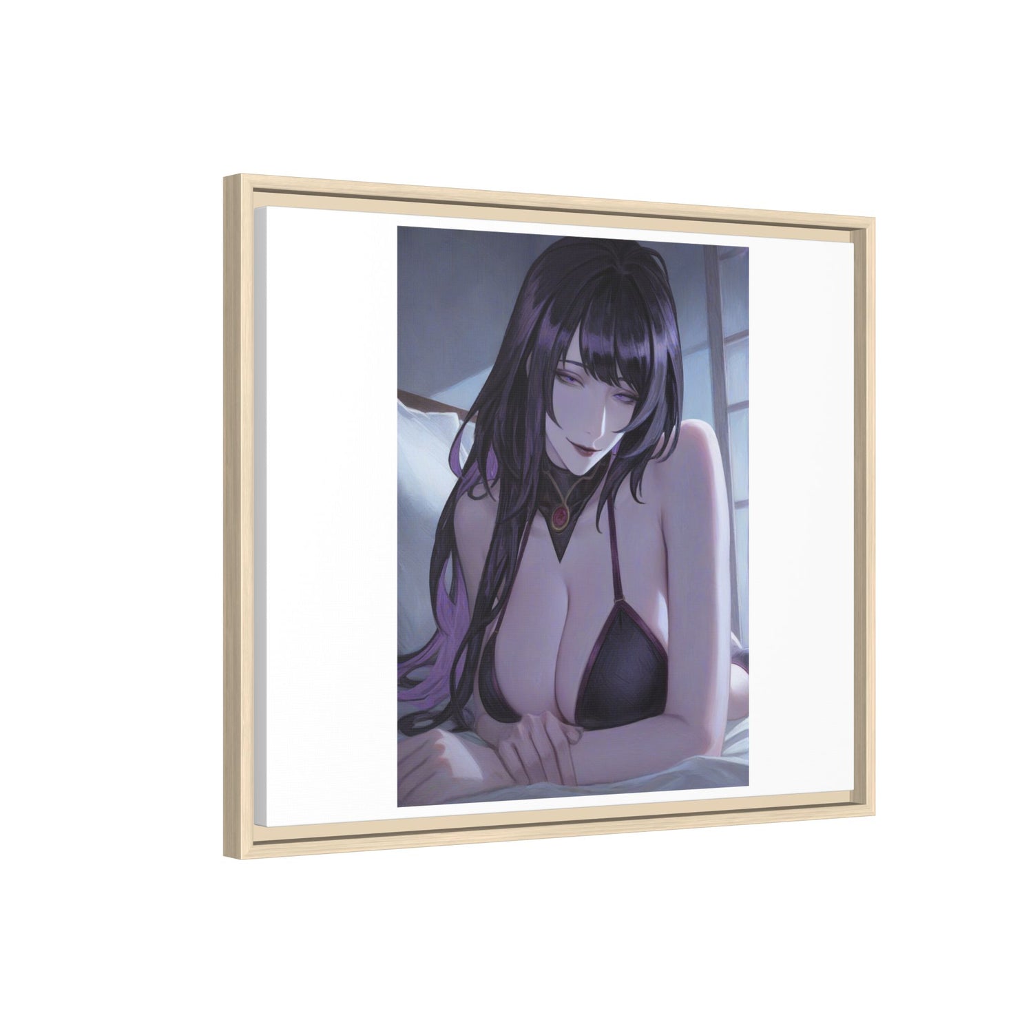 Framed Matte Canvas Print — Moody Anime Woman Portrait