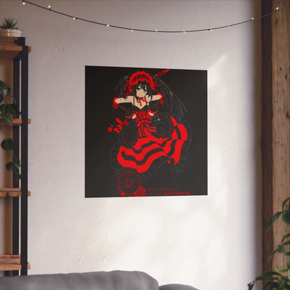 Anime Gothic Poster — Red &amp; Black Kurumi Nightcore Matte Vertical Print