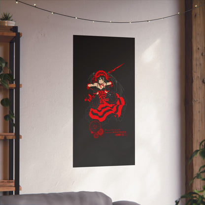 Anime Gothic Poster — Red &amp; Black Kurumi Nightcore Matte Vertical Print