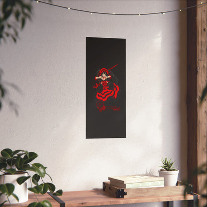 Anime Gothic Poster — Red &amp; Black Kurumi Nightcore Matte Vertical Print