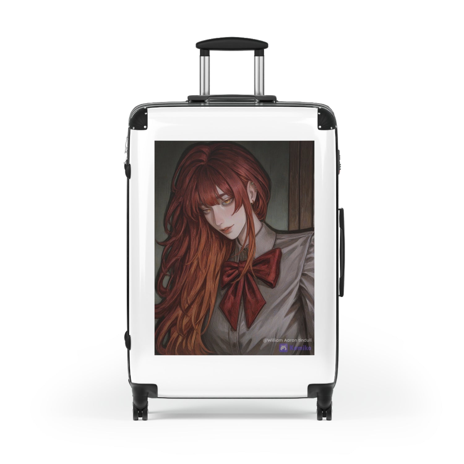 Anime Red-Haired Girl Carry-On Suitcase – School Uniform Portrait Travel Luggage