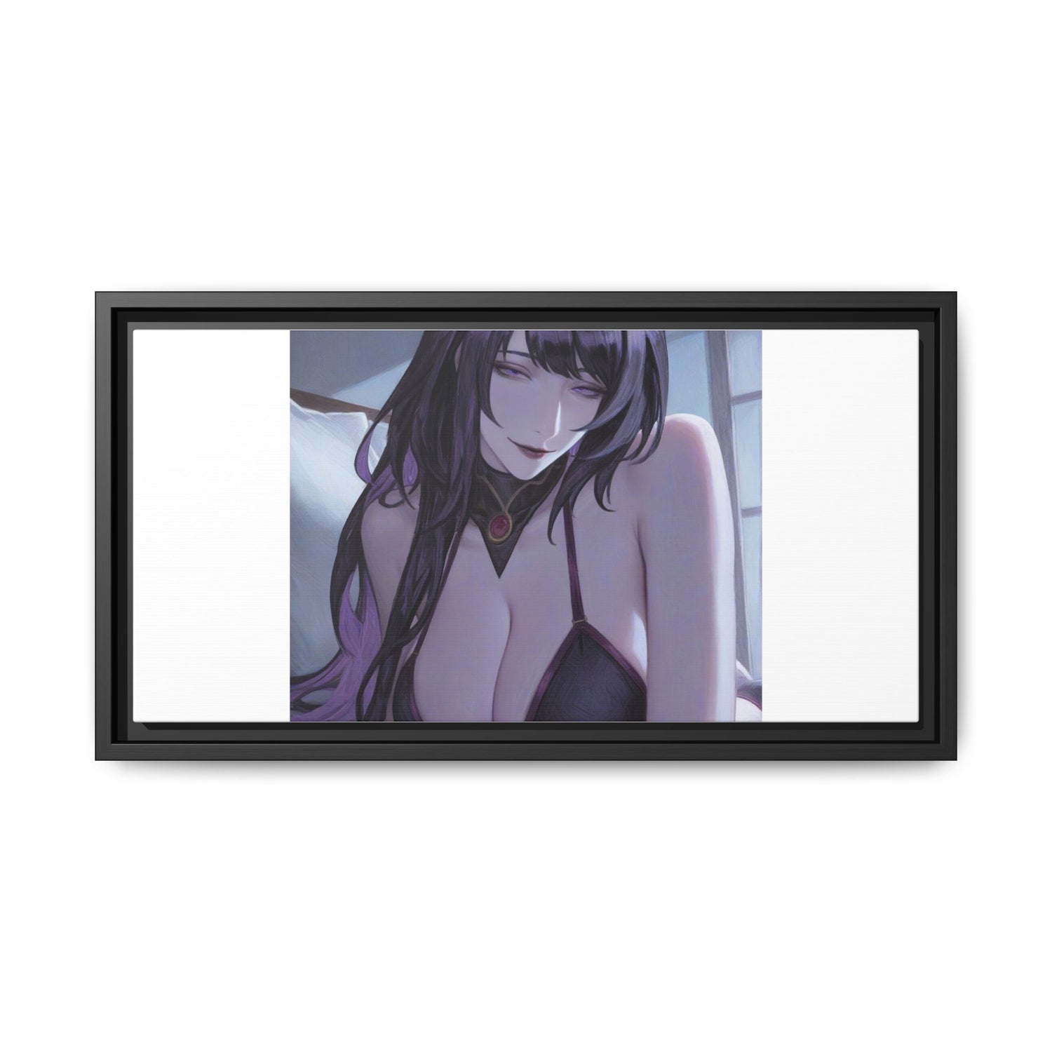 Framed Matte Canvas Print — Moody Anime Woman Portrait