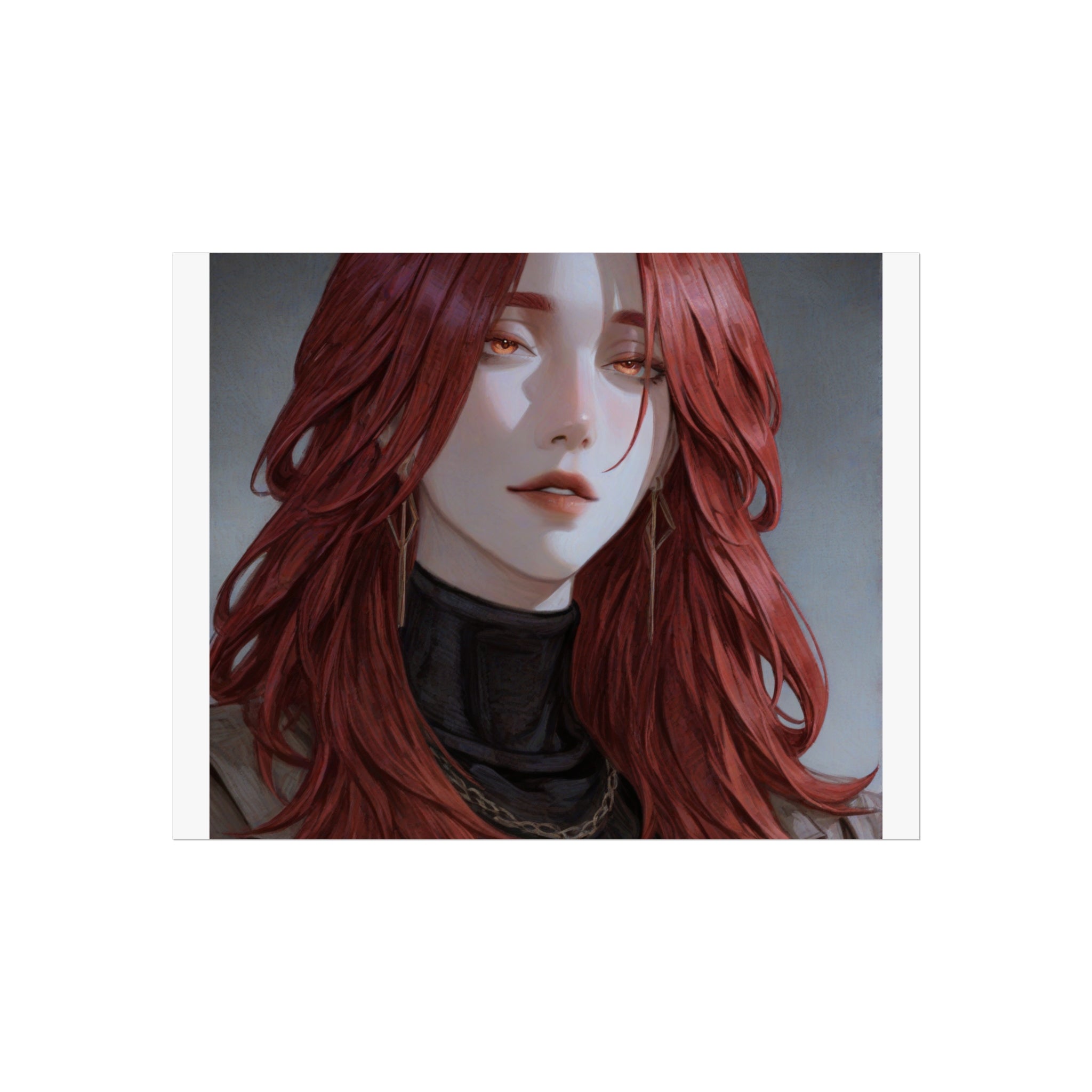 Fine Art Poster — Red-Haired Gothic Portrait, Moody Decorative Wall Art