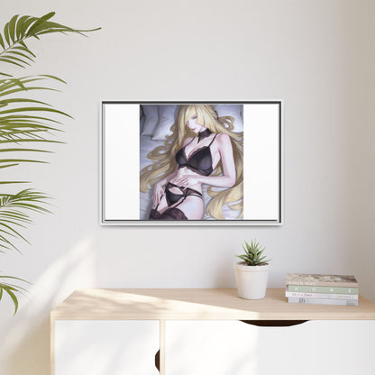 Framed Matte Canvas Print — Sleepy Blonde Anime Pinup