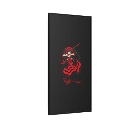 Anime Warrior Red Black Matte Canvas Print — Framed Wall Art