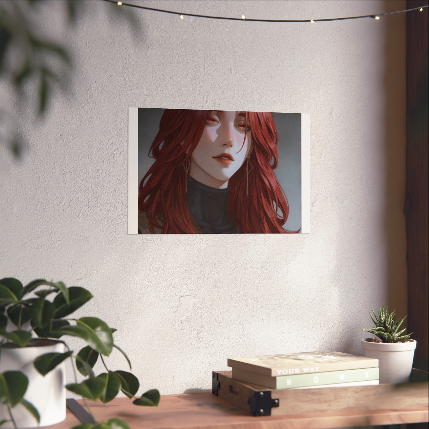 Fine Art Poster — Red-Haired Gothic Portrait, Moody Decorative Wall Art