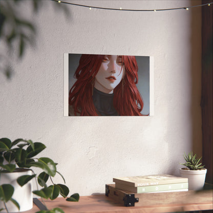 Fine Art Poster — Red-Haired Gothic Portrait, Moody Decorative Wall Art