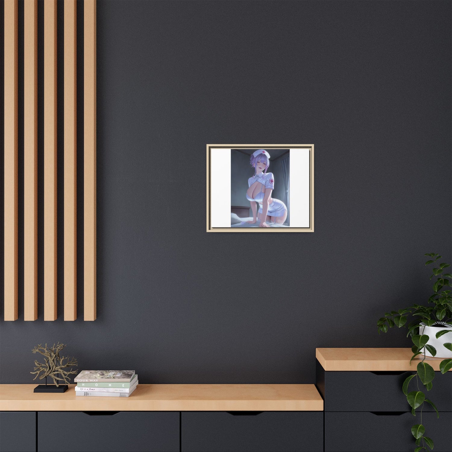Sexy Anime Nurse Matte Canvas Print (Framed)