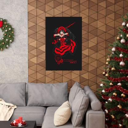 Anime Gothic Poster — Red &amp; Black Kurumi Nightcore Matte Vertical Print