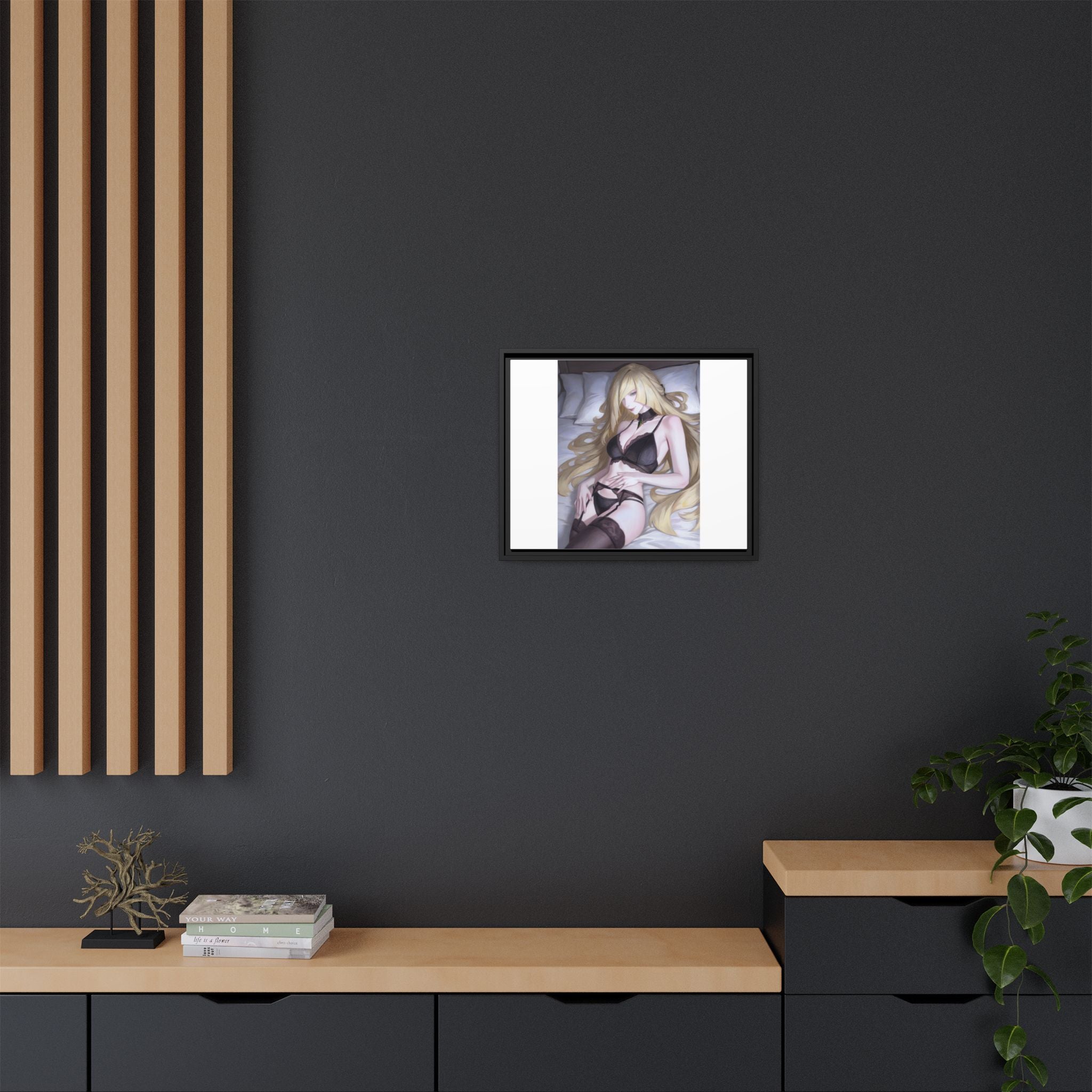 Framed Matte Canvas Print — Sleepy Blonde Anime Pinup