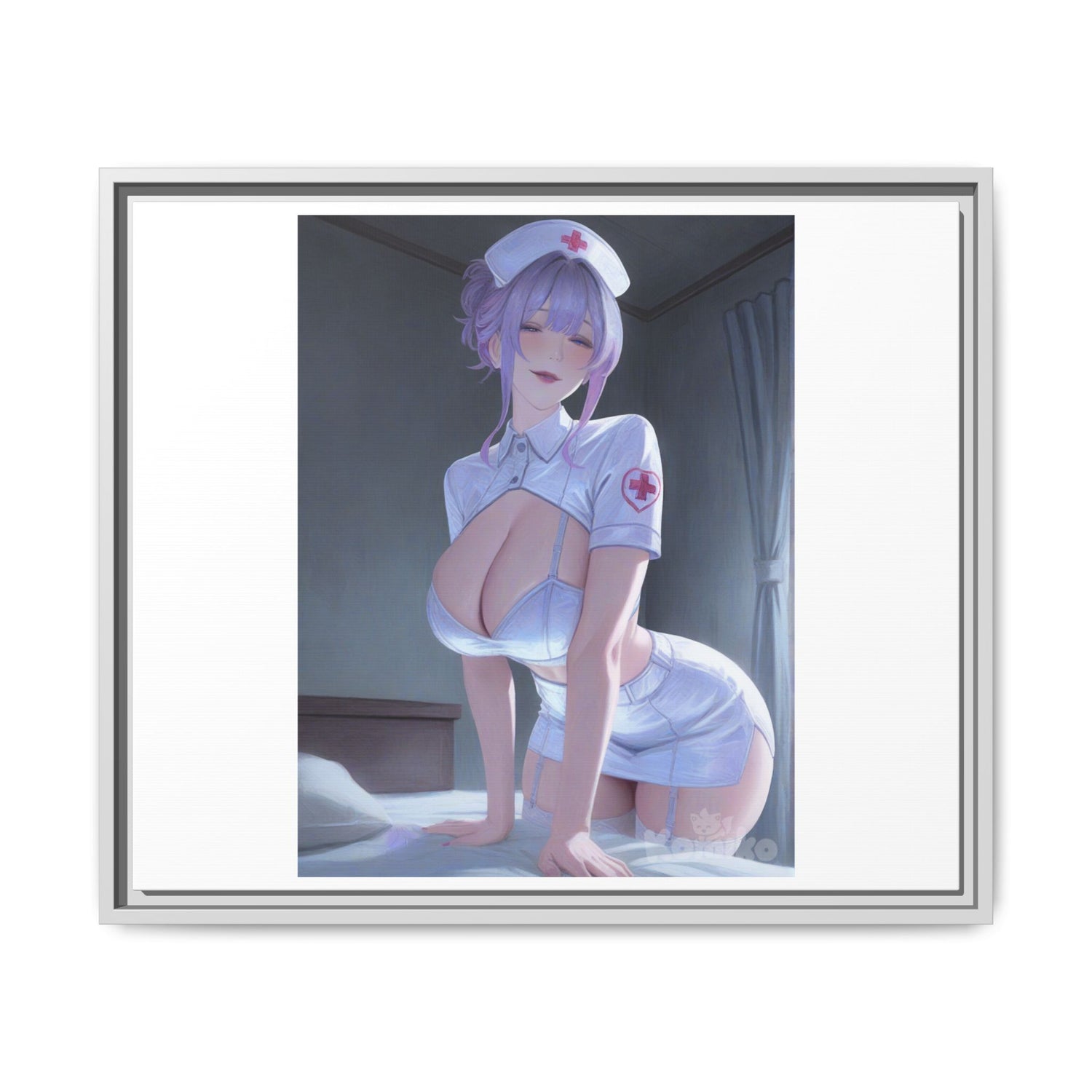 Sexy Anime Nurse Matte Canvas Print (Framed)