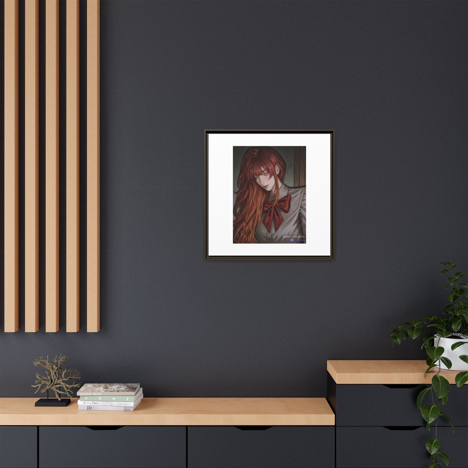 Framed Matte Canvas Print — Gothic Redhead Portrait