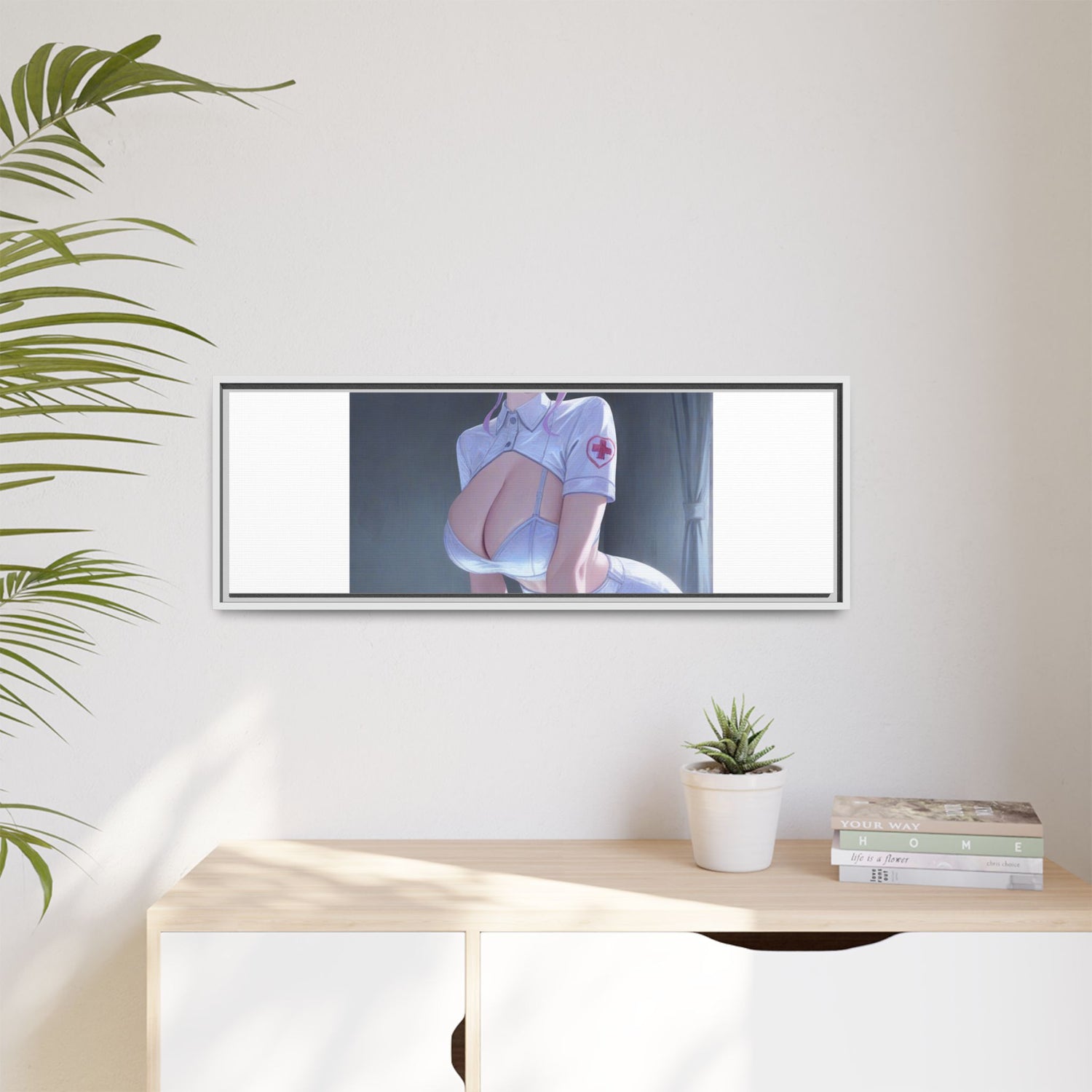 Sexy Anime Nurse Matte Canvas Print (Framed)