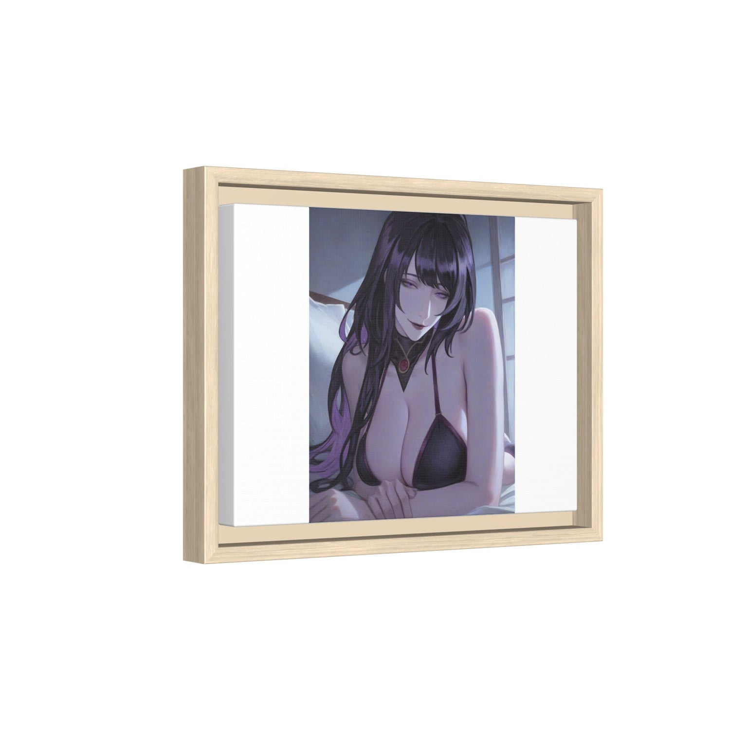 Framed Matte Canvas Print — Moody Anime Woman Portrait