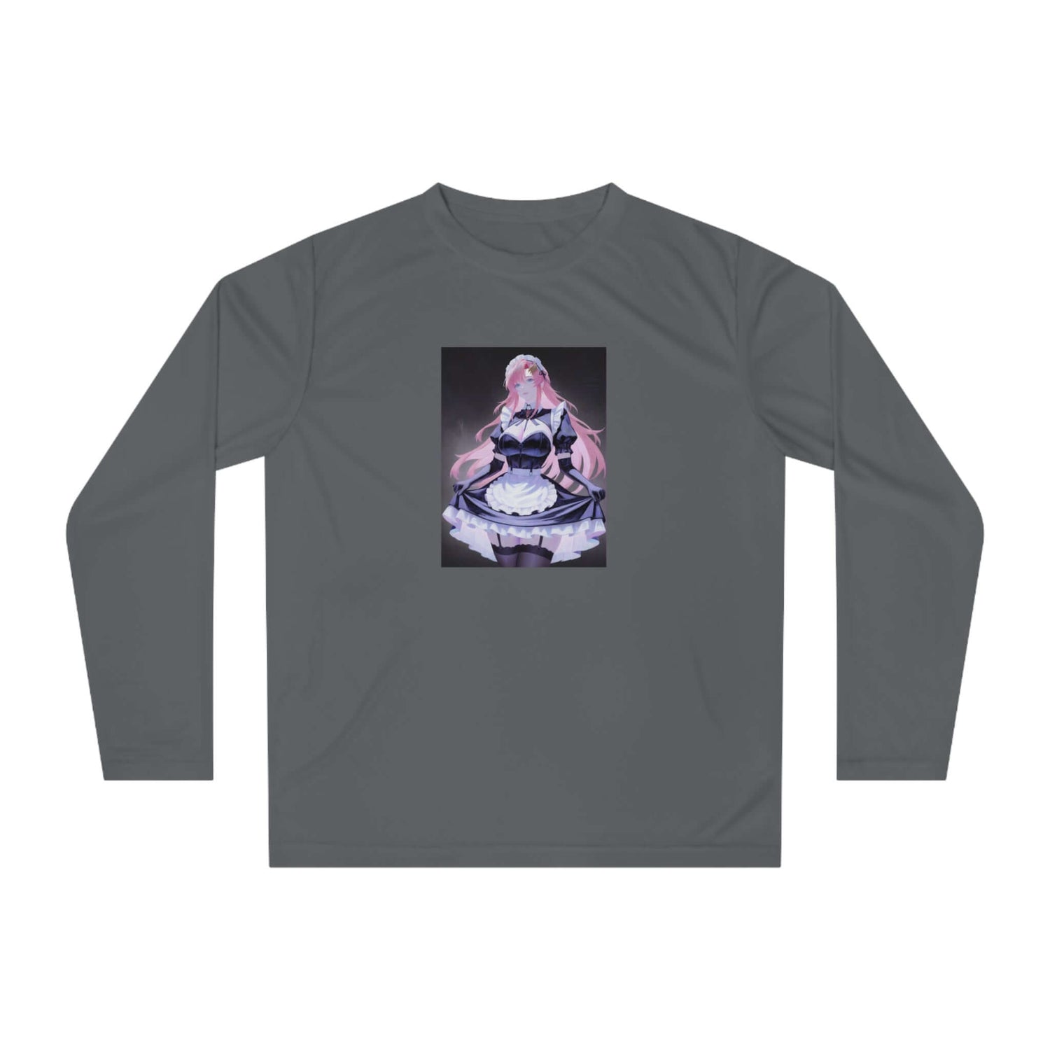 Anime Maid Art Long Sleeve Shirt — Pink-haired Fantasy Maid Graphic