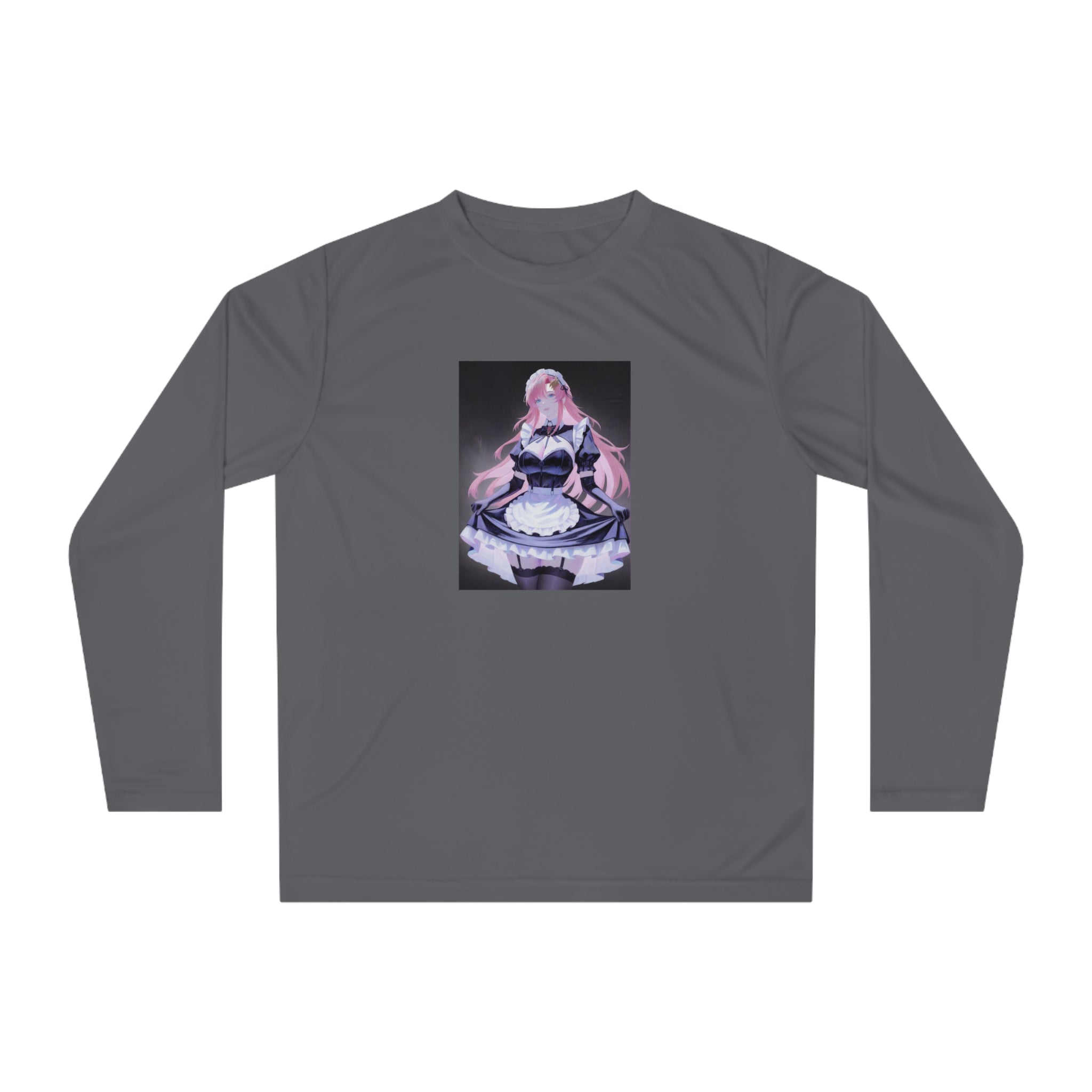 Anime Maid Art Long Sleeve Shirt — Pink-haired Fantasy Maid Graphic