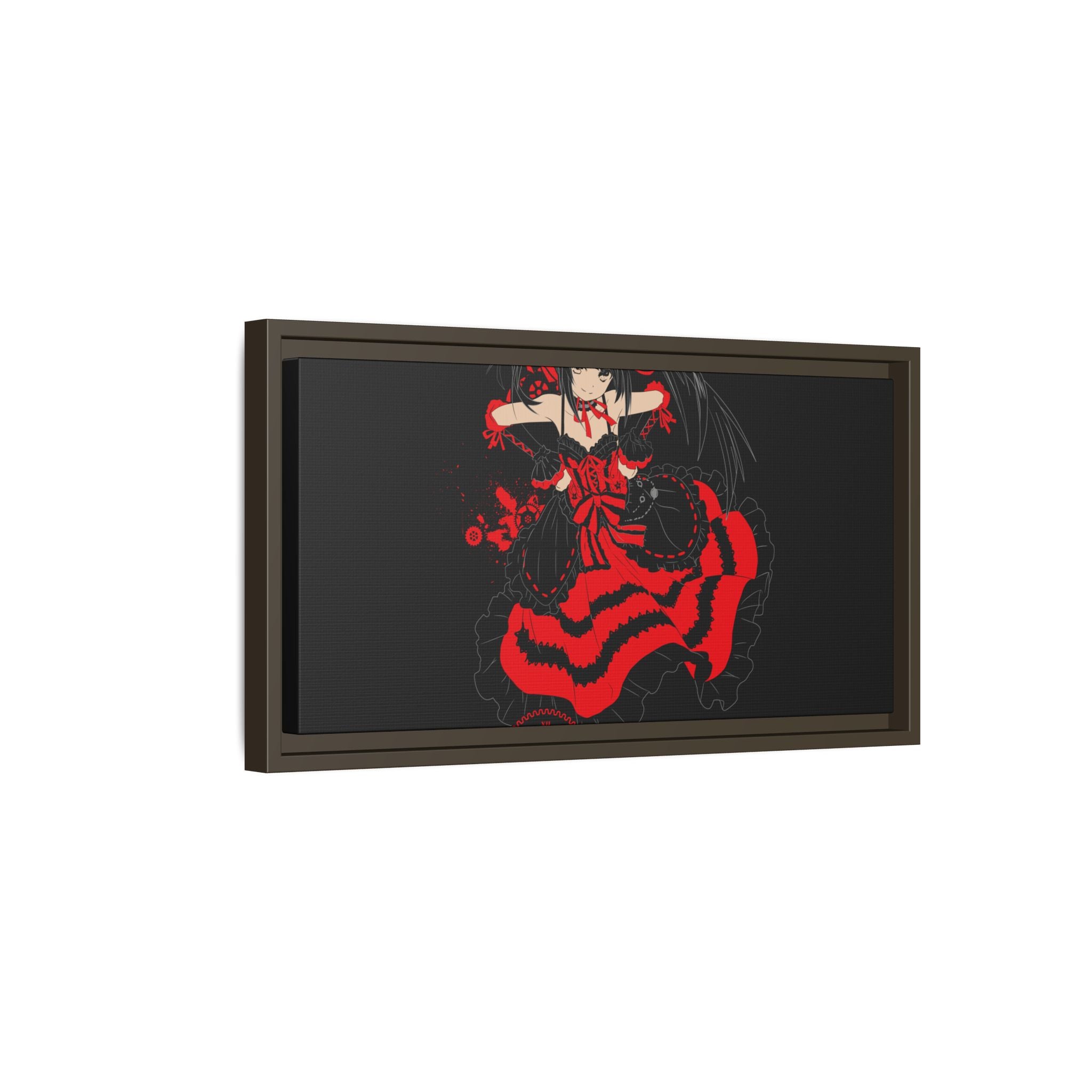 Anime Warrior Red Black Matte Canvas Print — Framed Wall Art