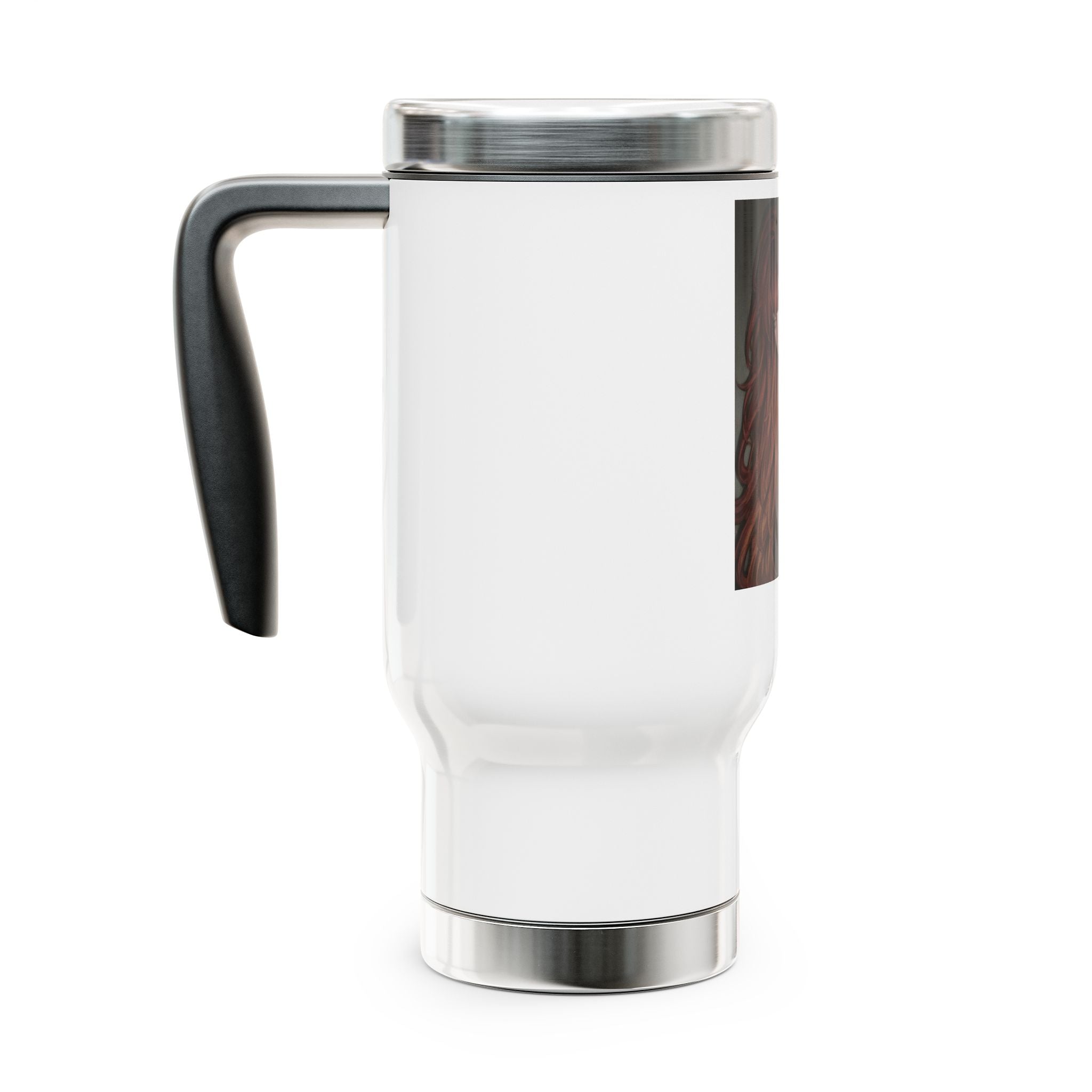 Redheaded Anime Girl Travel Mug — 14oz Stainless Steel Tumbler with Handle