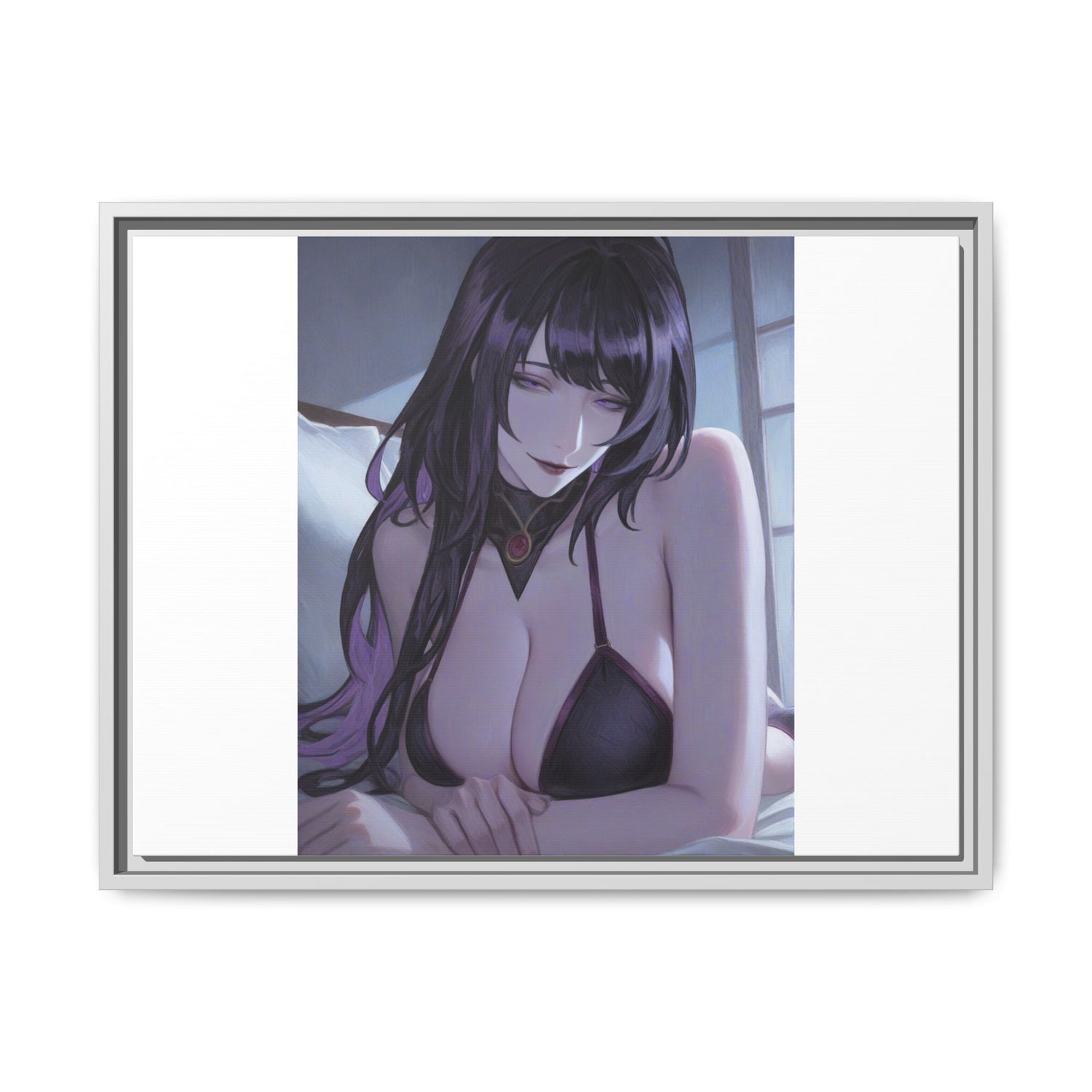 Framed Matte Canvas Print — Moody Anime Woman Portrait