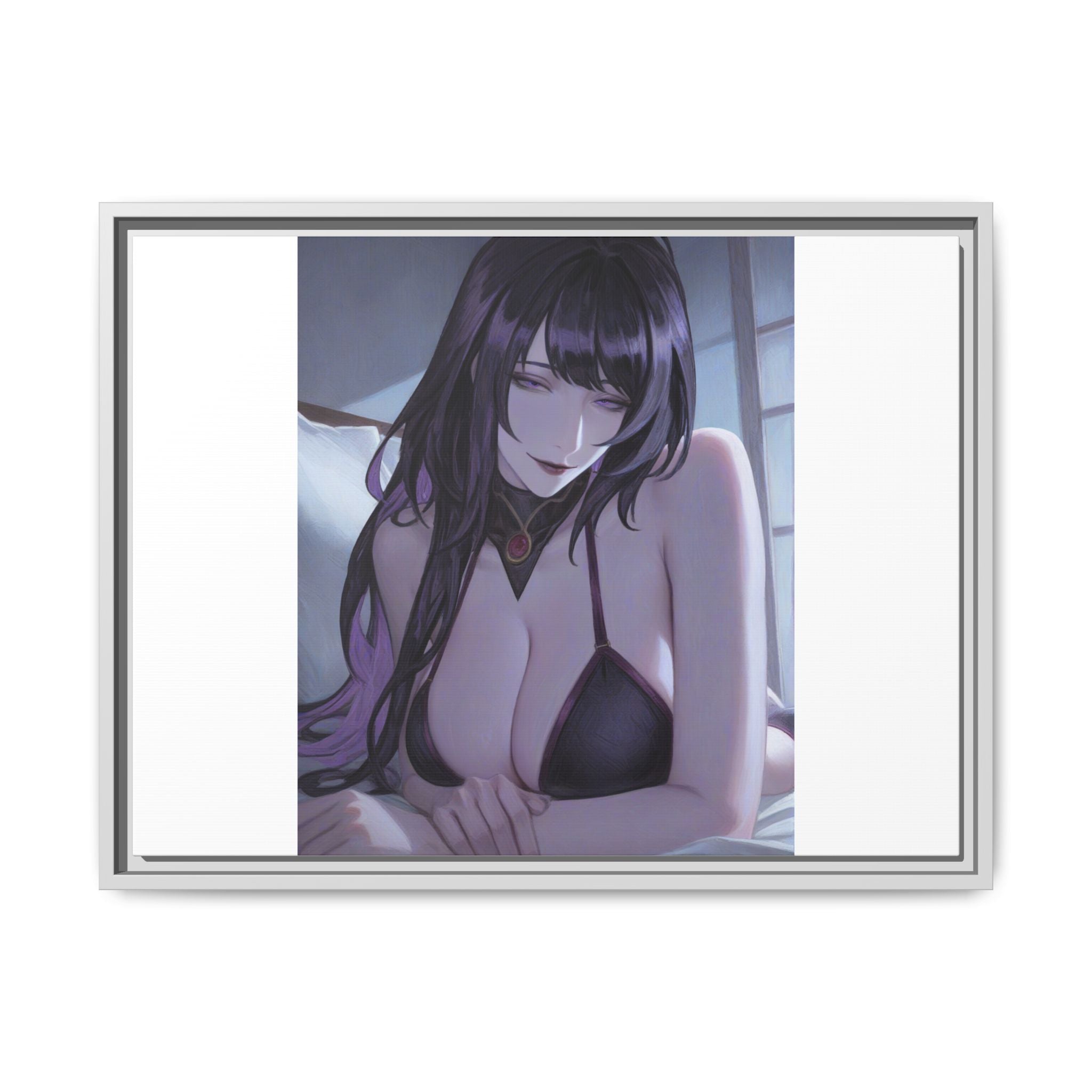 Framed Matte Canvas Print — Moody Anime Woman Portrait